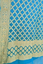 Blue Bandhani Pure Georgette Neemzari Dupatta - Luxurion World