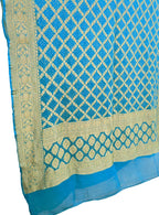Blue Bandhani Pure Georgette Neemzari Dupatta - Luxurion World