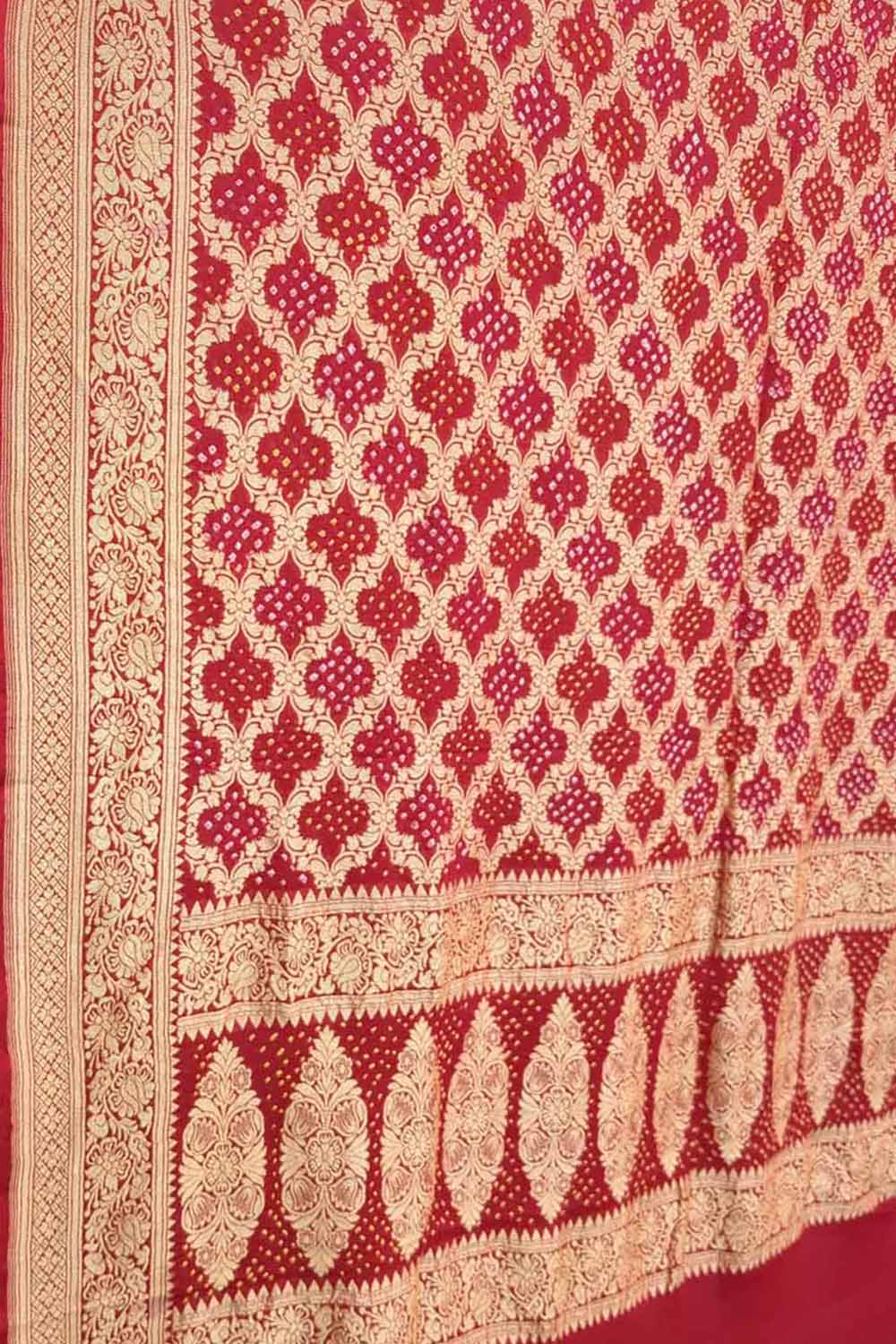 Red Bandhani Georgette Neemzari Dupatta - Elegant and Stylish - Luxurion World