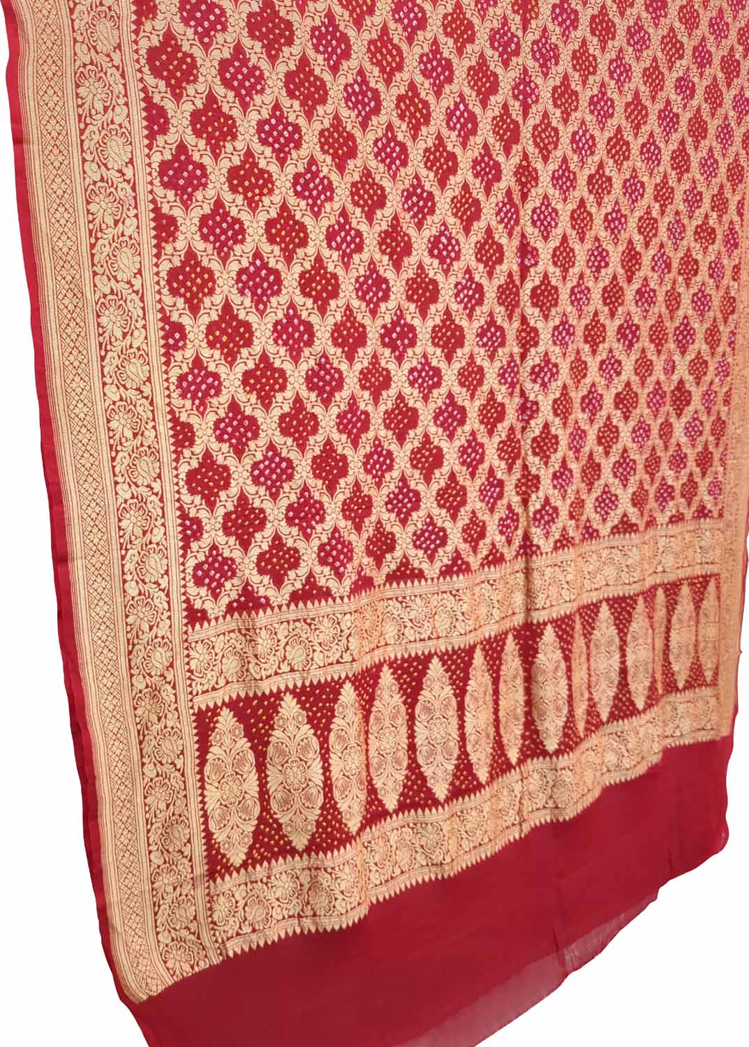 Red Bandhani Georgette Neemzari Dupatta - Elegant and Stylish - Luxurion World