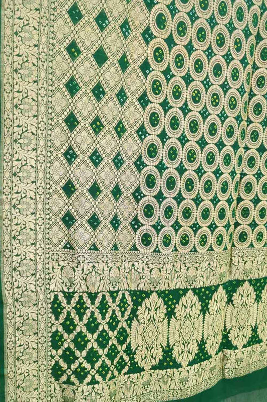 Green Bandhani Georgette Neemzari Dupatta - Pure Elegance - Luxurion World