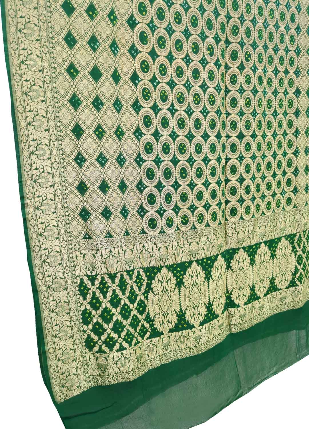 Green Bandhani Georgette Neemzari Dupatta - Pure Elegance - Luxurion World