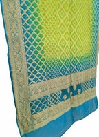 Green & Blue Bandhani Georgette Neemzari Dupatta - Luxurion World