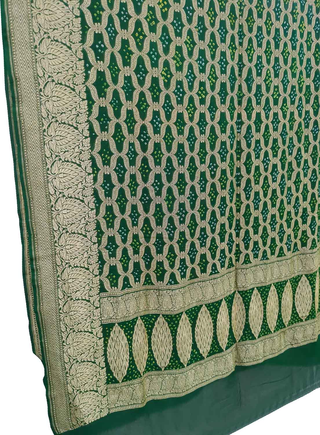 Green Bandhani Georgette Neemzari Dupatta - Pure Elegance - Luxurion World