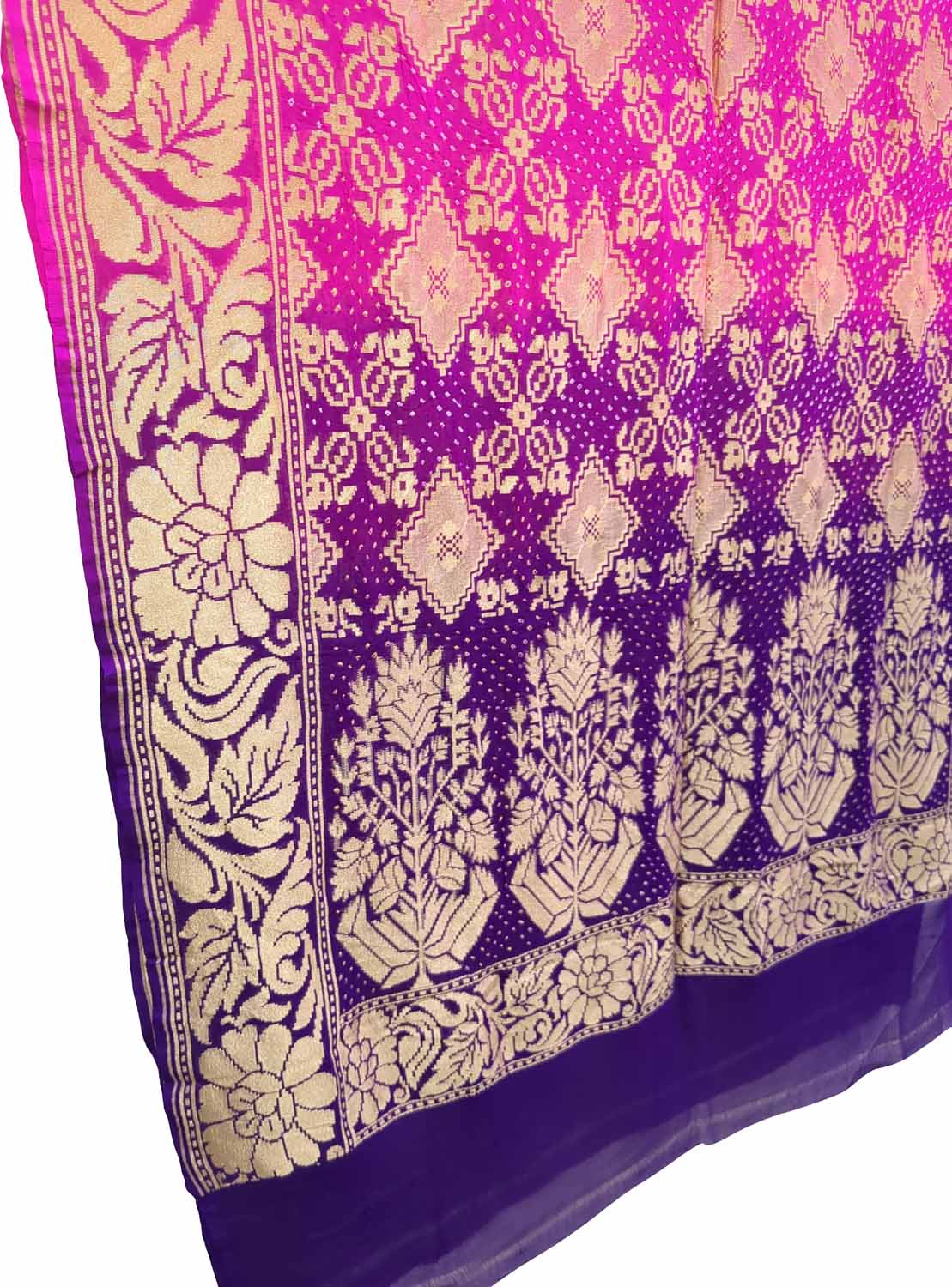 Stunning Pink and Purple Bandhani Georgette Dupatta - Luxurion World