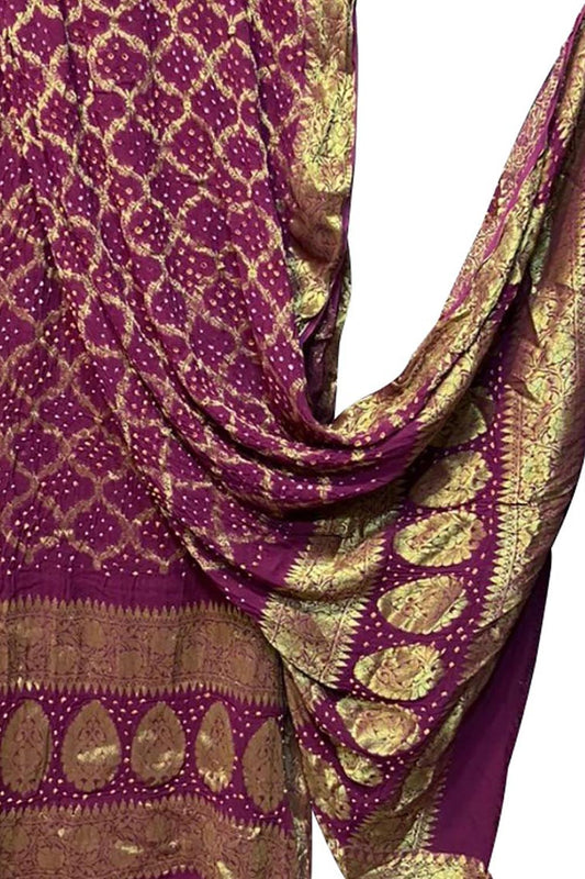 Purple Bandhani Semi Georgette Dupatta - Luxurion World