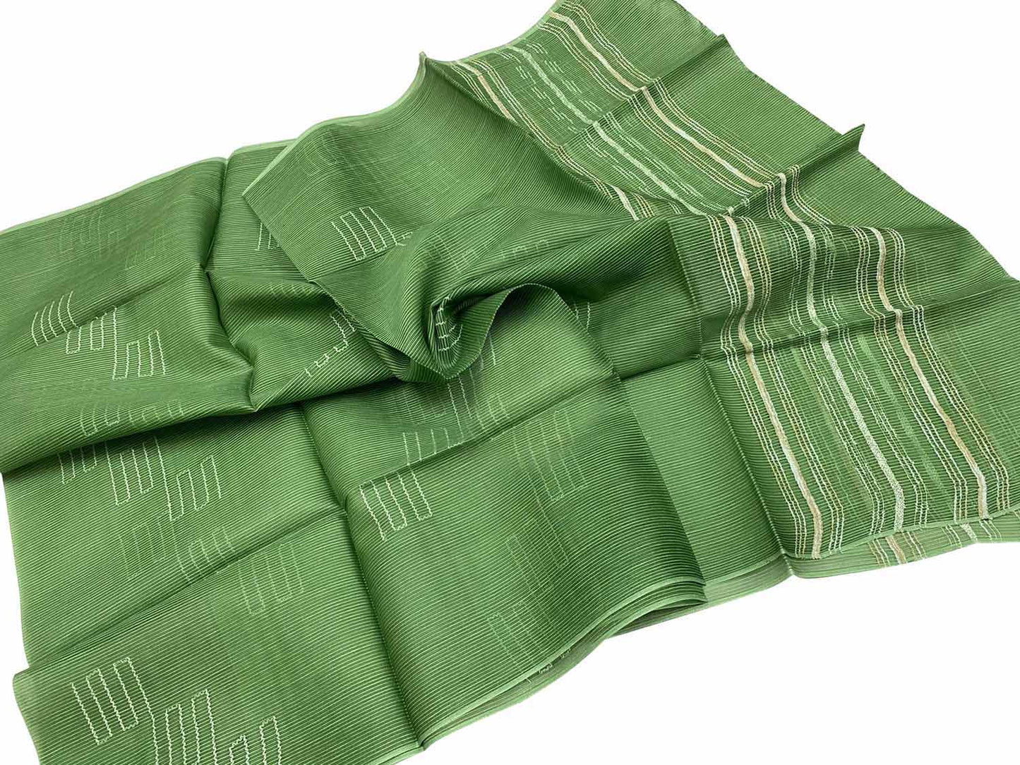 Get Stylish with Green Bhagalpur Pure Tussar Silk Dupatta - Shop Online Now! - Luxurion World
