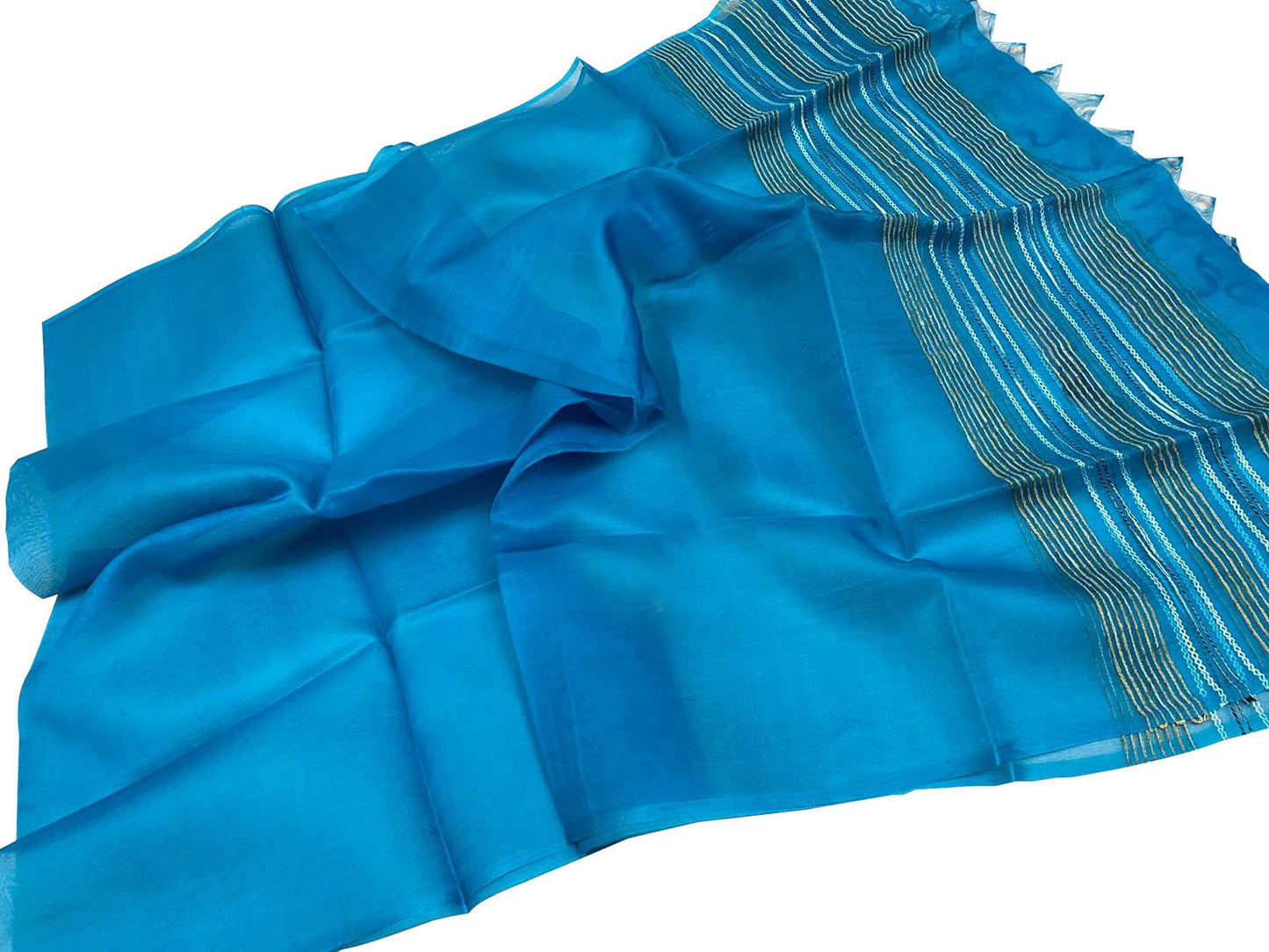 Shop the Best Blue Bhagalpur Tussar Silk Dupatta Online - Finest Quality - Luxurion World