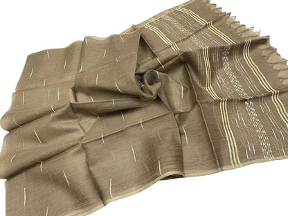 Get Elegant and Luxurious Grey Bhagalpur Tussar Silk Dupatta - Shop Now! - Luxurion World