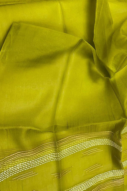 Get the Best Green Bhagalpur Tussar Silk Dupatta - Shop Now!