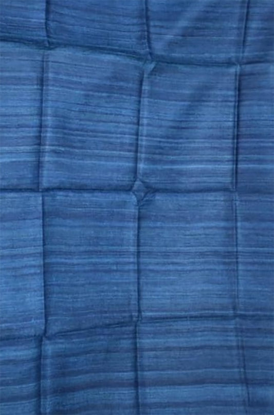 Blue Bhagalpur Tussar Ghicha Silk Dupatta - Luxurion World
