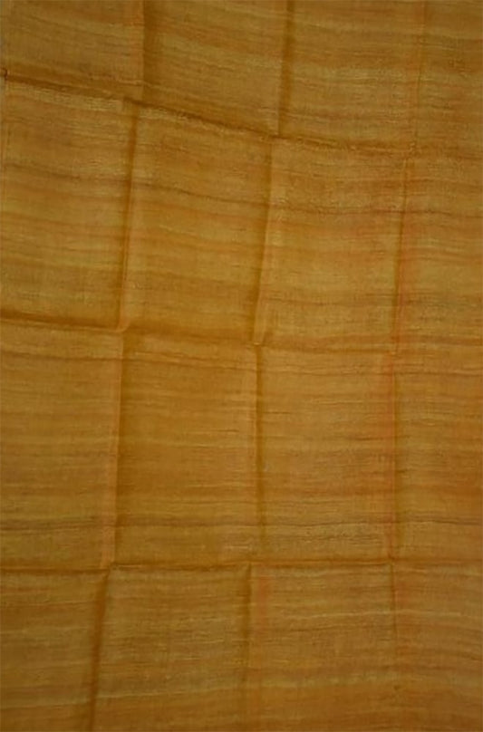 Yellow Bhagalpur Tussar Ghicha Silk Dupatta - Luxurion World