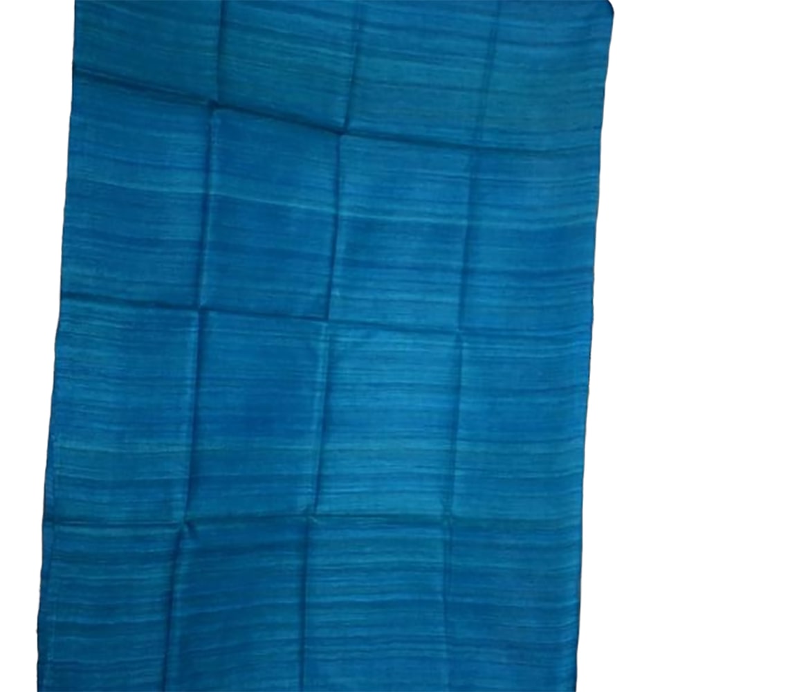 Blue Bhagalpur Tussar Ghicha Silk Dupatta - Luxurion World