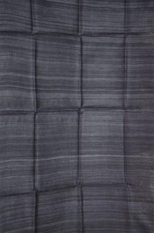 Black Bhagalpur Tussar Ghicha Silk Dupatta - Luxurion World