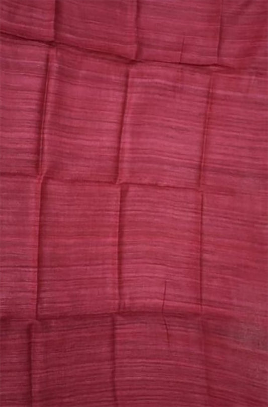 Red Bhagalpur Tussar Ghicha Silk Dupatta - Luxurion World