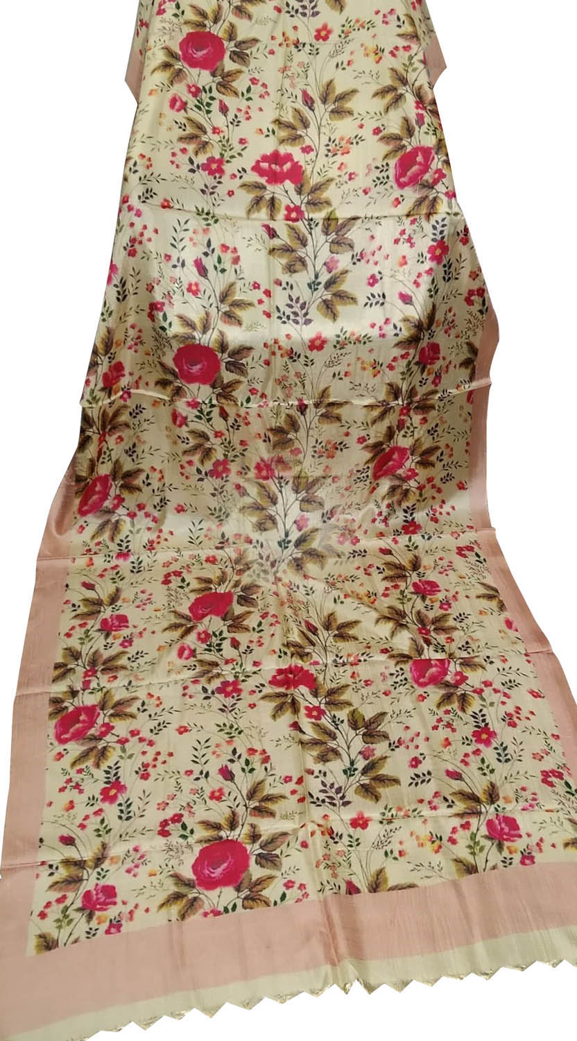 Elegant Pastel Pure Tussar Moonga Digital Printed Bhagalpur Dupatta - Luxurion World