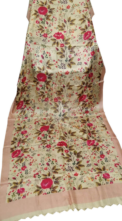 Elegant Pastel Pure Tussar Moonga Digital Printed Bhagalpur Dupatta - Luxurion World