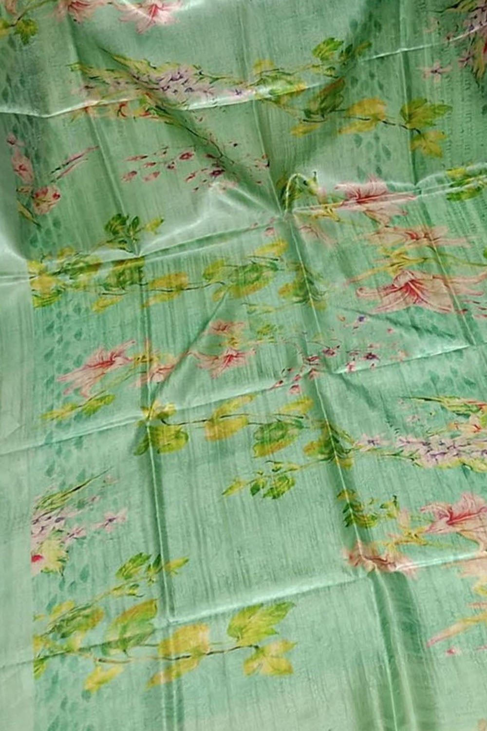 Stunning Green Pure Tussar Moonga Digital Printed Bhagalpur Dupatta - Luxurion World