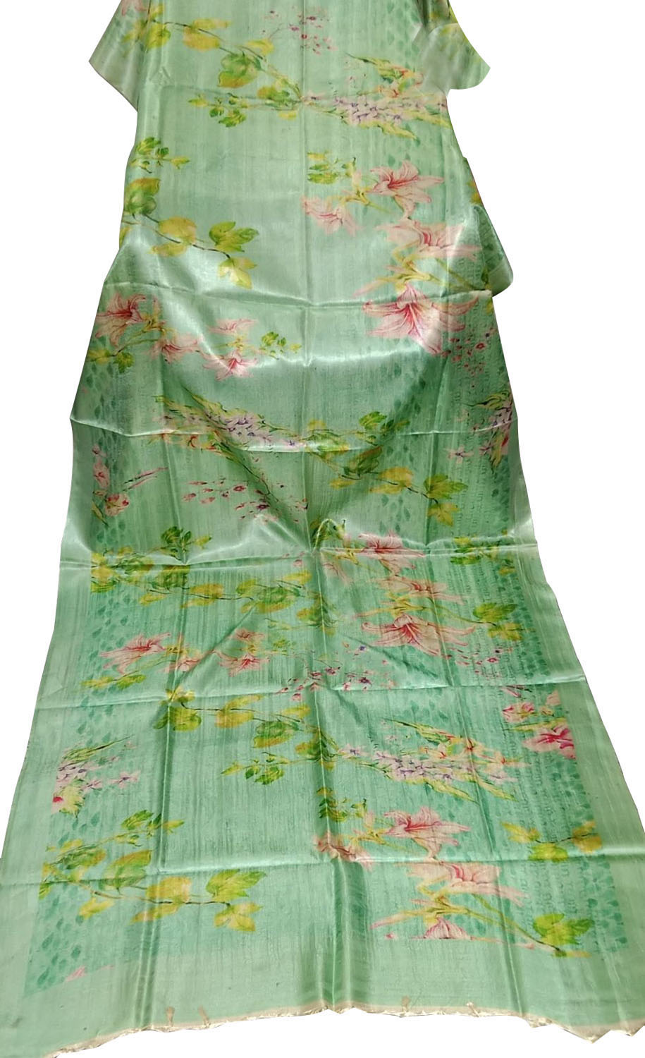 Stunning Green Pure Tussar Moonga Digital Printed Bhagalpur Dupatta - Luxurion World