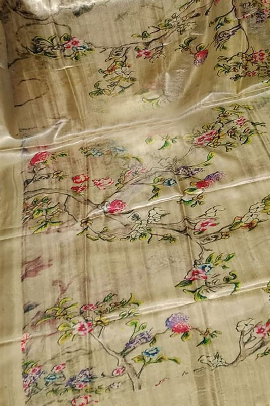 Elegant Pastel Pure Tussar Moonga Digital Printed Bhagalpur Dupatta - Luxurion World