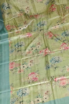 Stunning Green Pure Tussar Moonga Digital Printed Bhagalpur Dupatta - Luxurion World