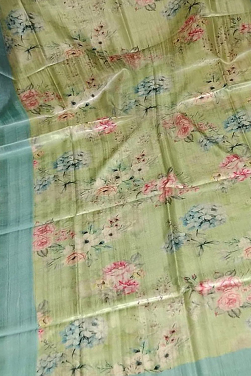 Stunning Green Pure Tussar Moonga Digital Printed Bhagalpur Dupatta - Luxurion World