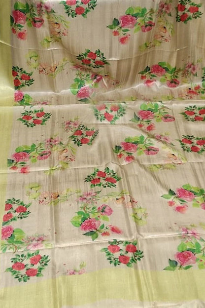Pastel Tussar Moonga Dupatta: Digital Printed Elegance - Luxurion World