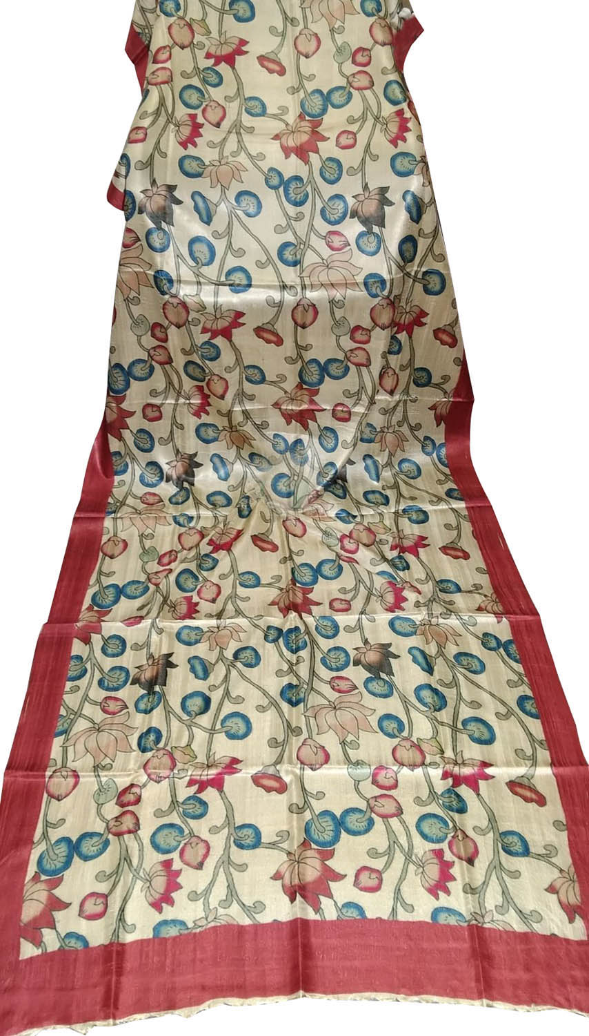 Pastel Tussar Moonga Dupatta: Digital Printed Elegance - Luxurion World