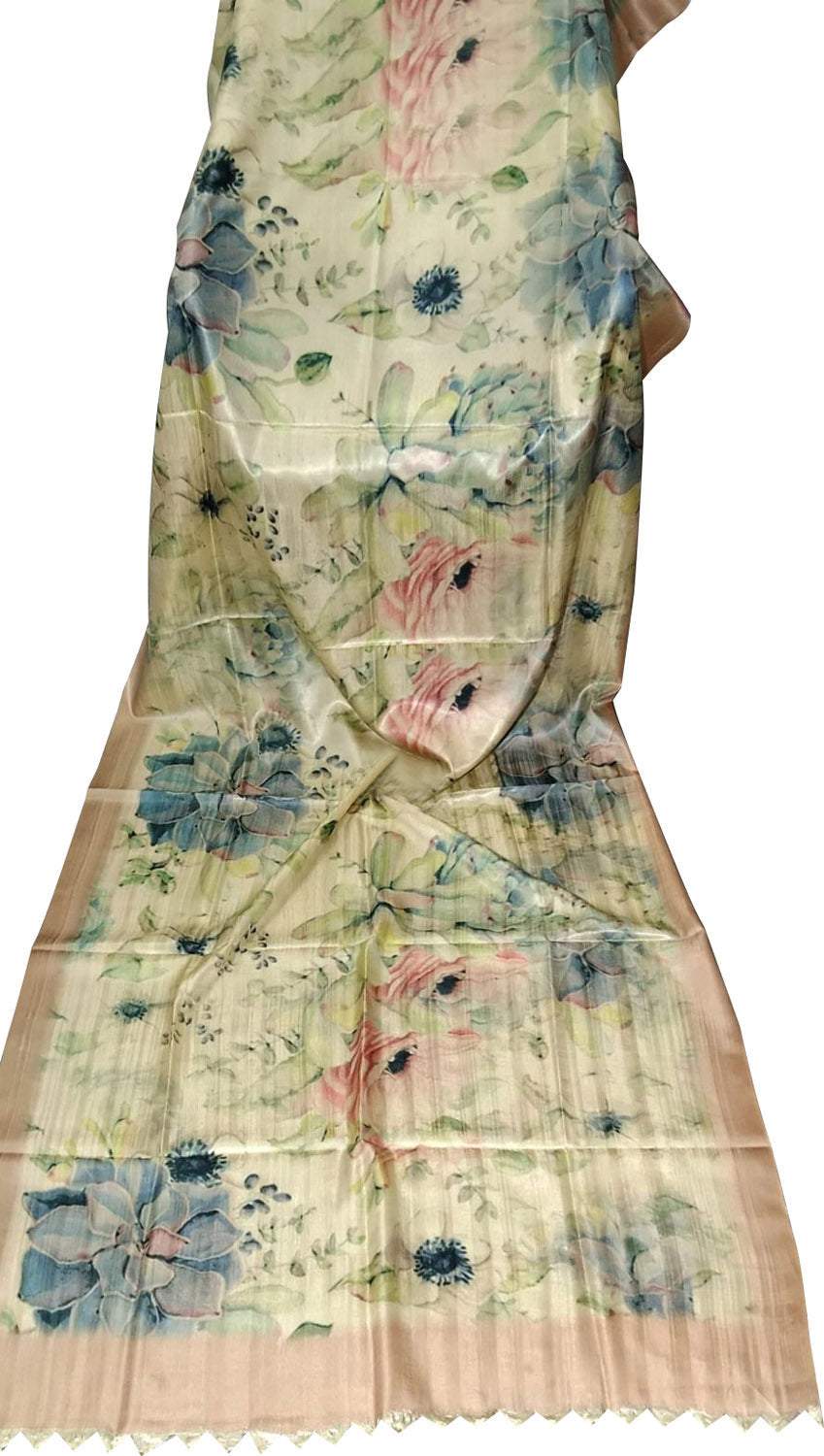 Elegant Pastel Tussar Moonga Dupatta with Digital Print - Luxurion World