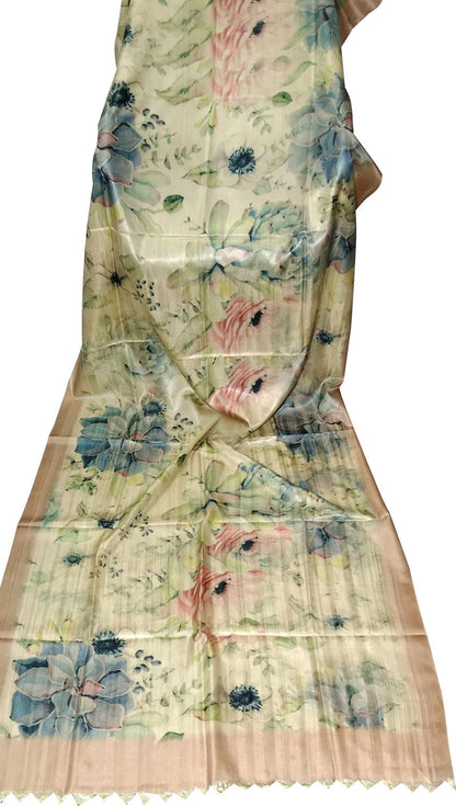 Elegant Pastel Tussar Moonga Dupatta with Digital Print - Luxurion World