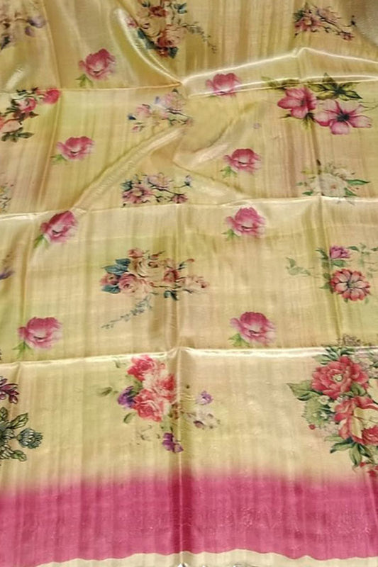 Elegant Pastel Pure Tussar Moonga Digital Printed Bhagalpur Dupatta - Luxurion World