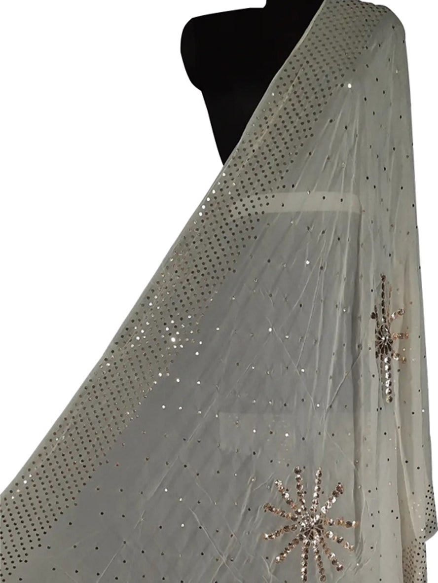 Dyeable Chikankari Hand Embroidered Georgette Dupatta - Luxurion World