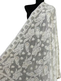 Dyeable Chikankari Hand Embroidered Georgette Dupatta - Luxurion World