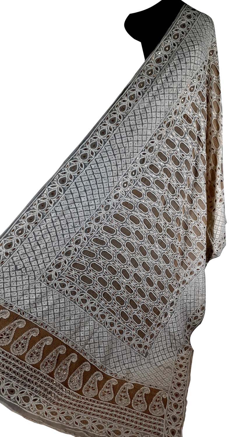 Dazzling Dyeable Georgette Mukaishwork Dupatta - Luxurion World