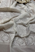 Chic Chikankari Chiffon Dupatta: Dyeable & Embroidered - Luxurion World