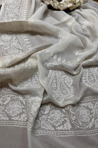 Chic Chikankari Chiffon Dupatta: Dyeable & Embroidered - Luxurion World