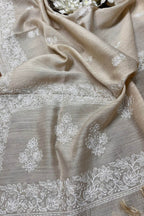 Stunning Dyeable Chikankari Moonga Silk Dupatta - Luxurion World