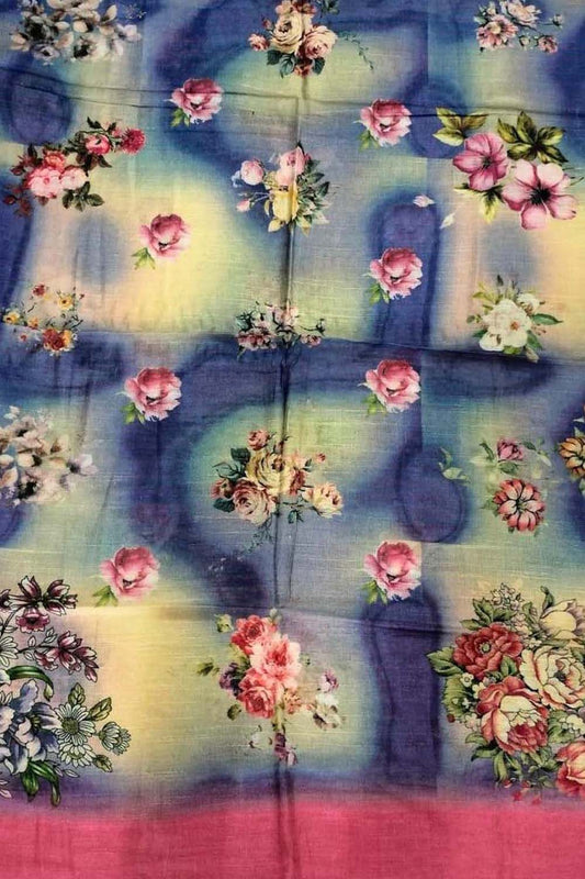 Get the Best Quality Multicolor Digital Printed Pure Linen Dupatta Online - Luxurion World