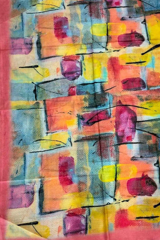 Shop Multicolor Digital Printed Pure Linen Dupatta Online - Trendy & Stylish - Luxurion World