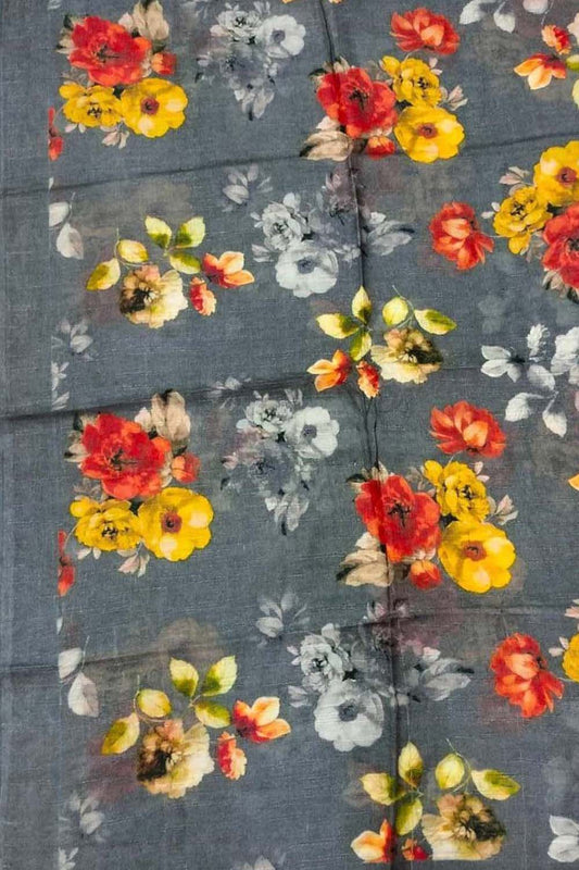 Shop Grey Digital Printed Pure Linen Dupatta Online - Get Yours Today! - Luxurion World