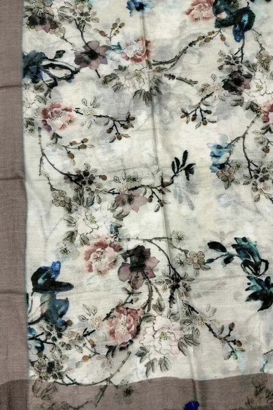 Shop Off White Pure Linen Dupatta Online - Latest Prints | Buy Now - Luxurion World