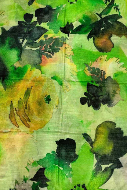 Get Stylish with Green Digital Printed Pure Linen Dupatta - Shop Online Now! - Luxurion World