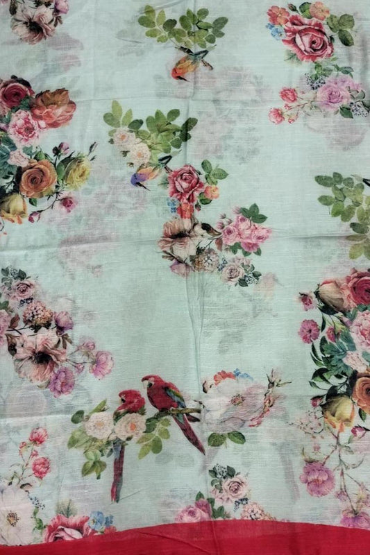 Upgrade Your Style with Blue Digital Printed Pure Linen Dupatta - Shop Online Now! - Luxurion World