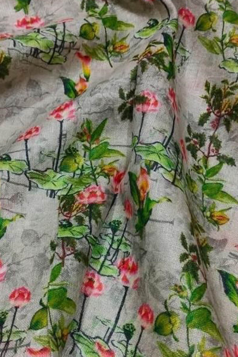 Grey Digital Printed Linen Dupatta - Luxurion World- Crafted Heirlooms