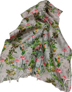 Grey Digital Printed Linen Dupatta - Luxurion World- Crafted Heirlooms