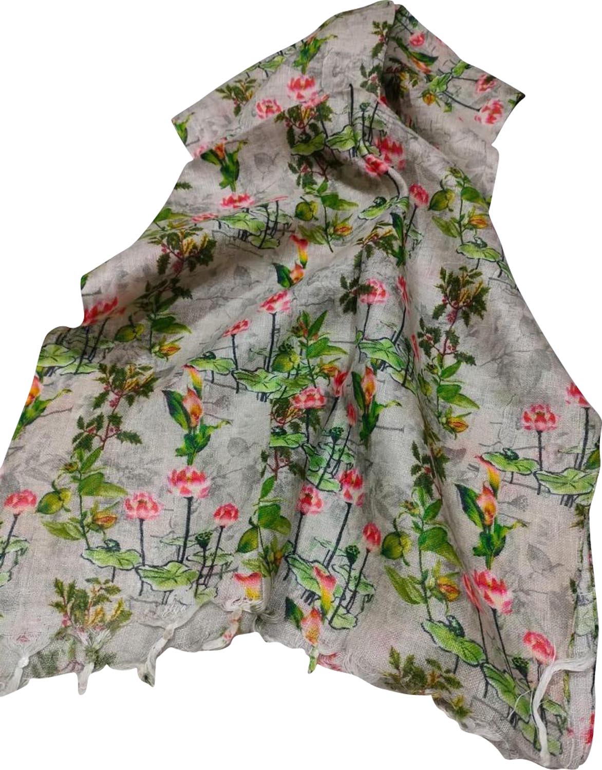 Grey Digital Printed Linen Dupatta - Luxurion World- Crafted Heirlooms
