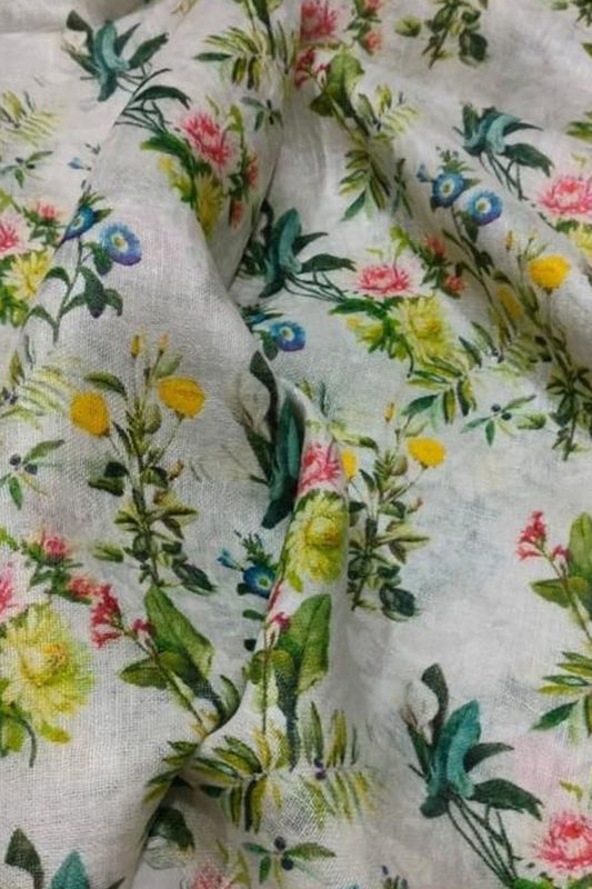 Elegant Grey Linen Dupatta with Digital Print - Luxurion World