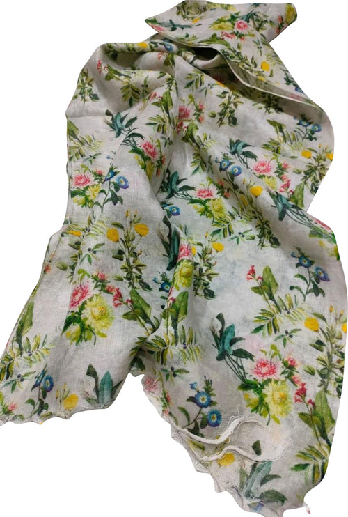Elegant Grey Linen Dupatta with Digital Print - Luxurion World- Crafted Heirlooms