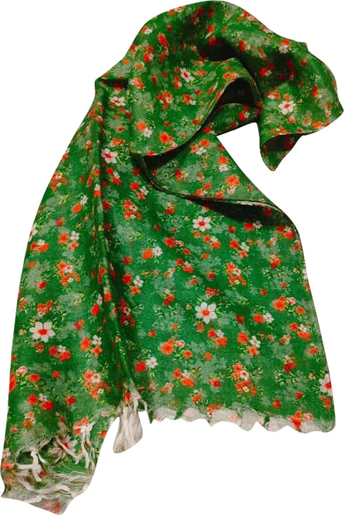 Stylish Green Linen Dupatta with Digital Print - Luxurion World- Crafted Heirlooms