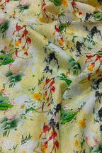 Sunshine Yellow Linen Dupatta with Digital Print - Luxurion World- Crafted Heirlooms
